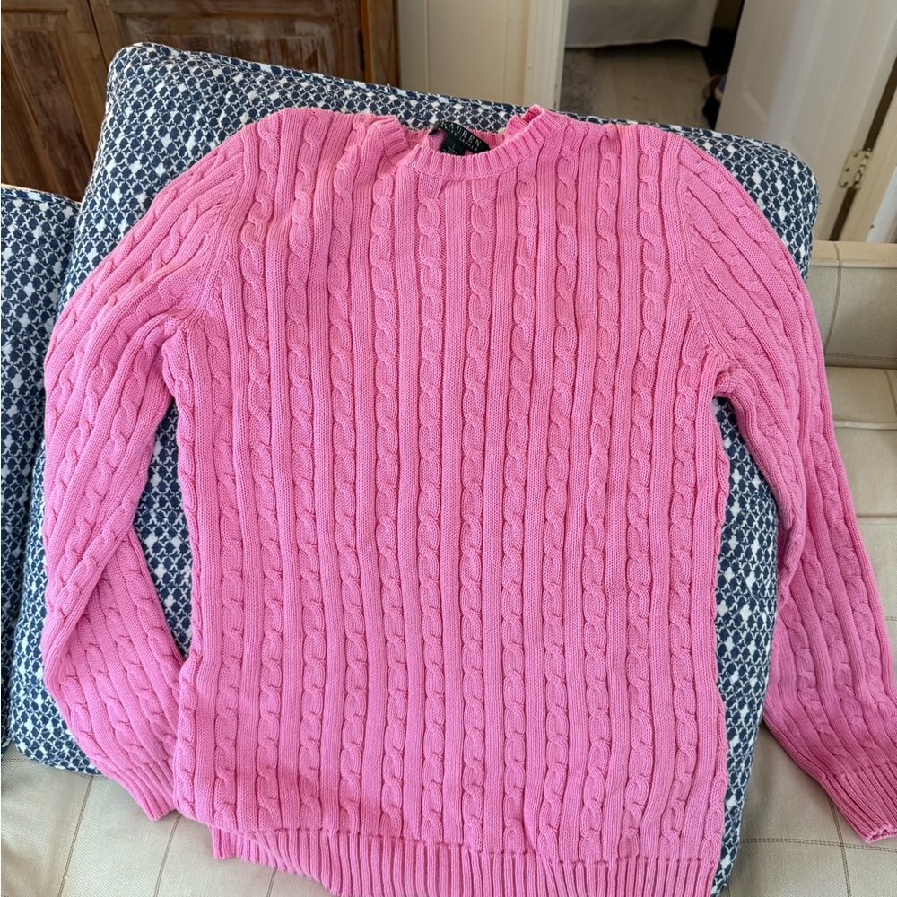 Ralph Lauren Vibrant Pink Cable Knit Sweater